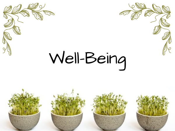 4 herb plants with the words Well-Being